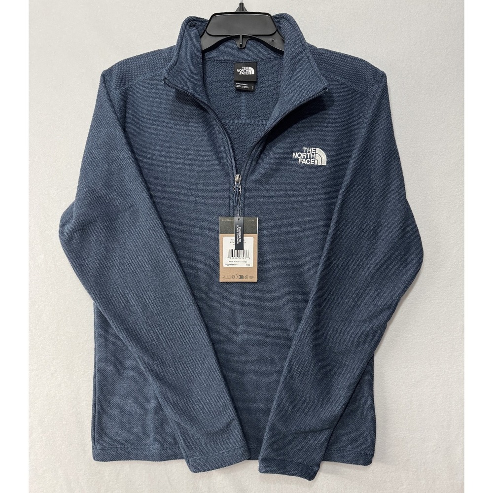 The North Face Textured Cap‎ Rock Fleece 1/4 Zip Pullover Blue Men's Small NWT